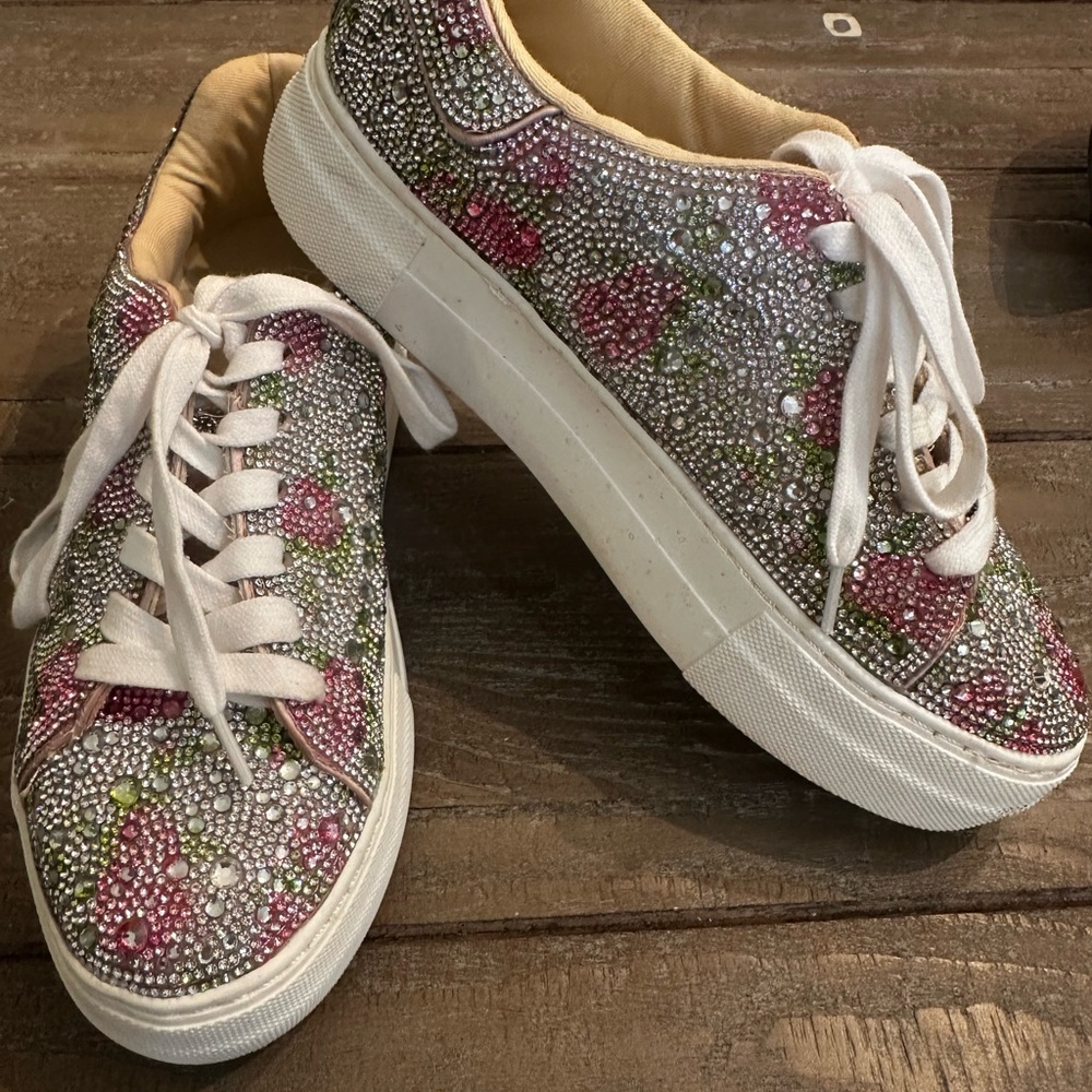 Betsey Johnson Pink Rhinestone Sneakers